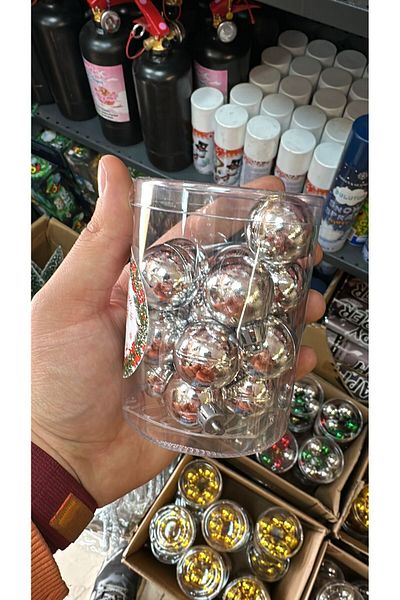 OKAVANGO 16 Pieces Cici Ball Silver Christmas Pine Tree Ornament Decor Ornament Set 3 cm