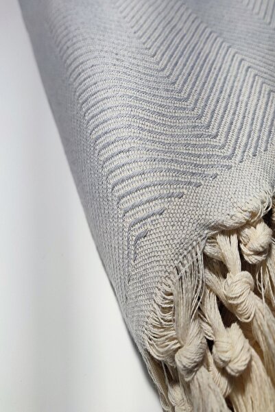 Miracolo Home Gri Pamuklu Dekoratif Koltuk Örtüsü 170x230 Boyutlu Optimal Kaymaz Tasarım