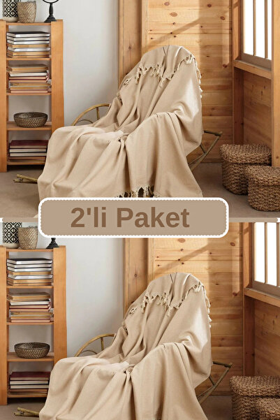 Miracolo Home 2li Bej Pamuklu Tekli Koltuk Ve Berjer Örtüsü - Tv Battaniyesi ...