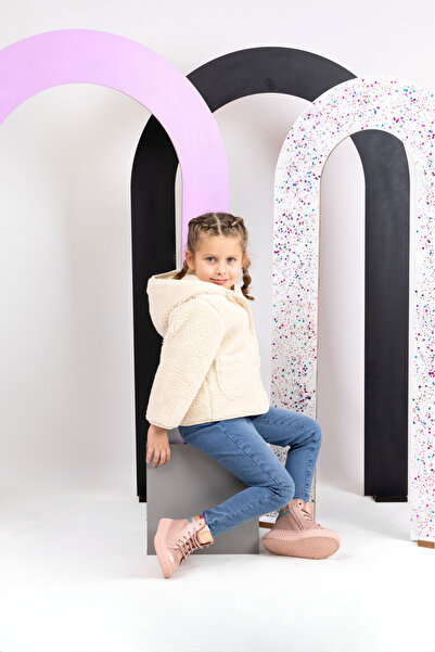 kids A more Angel Bağcıklı Ve Fermuarlı Deri Kız Çocuk Bot Pudra