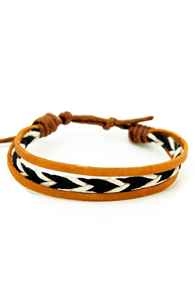 Rouge سوار أمامي للجنسين مع تفاصيل من الجلد والحبل المحبوك