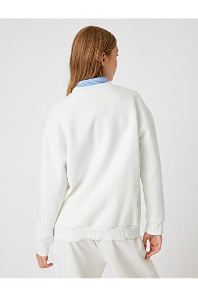 Koton Long Sleeve Oversize Sweatshirt - Crew Neck