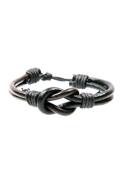 Rouge Sailor's Knot Model Leather Unisex Black Bracelet