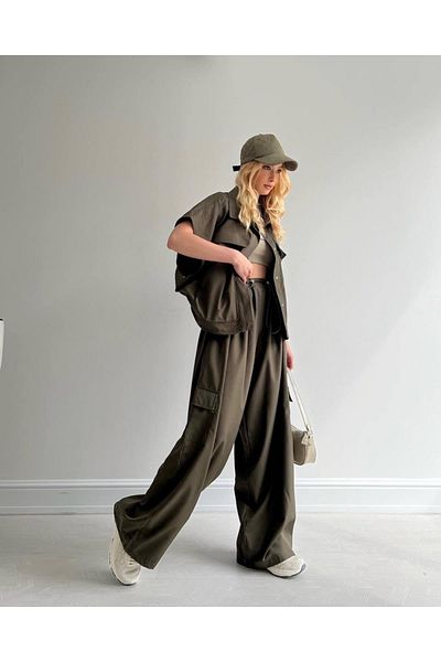 CeyssDesign Parachute Fabric Relax Pants with Elastic Waist