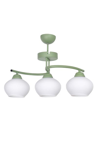 Modavize Fuji Modern Design Doorway Hall Kitchen Living Room Children's Room Green Color White Glass 3-Piece Chandelier