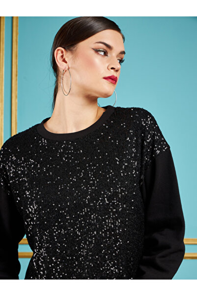 Sassafras By Styli Oversized Sequined Sweatshirt