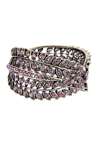 Rouge Şeffaf Taşlı Döküm Metal Kelepçe Model Kadın Bilezik