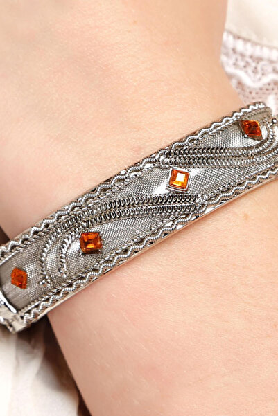 Rouge Red Stone Metal Handcuffs Model Women's Bracelet