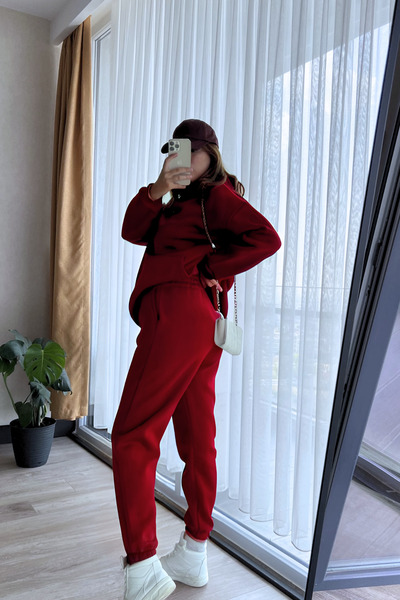 CMZ COLLECTİON Γυναικείο Σετ Φόρμας με Ψηλή Μέση και 3 Κλωστές από Βαμβάκι