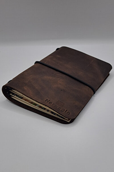 Norwegia Smögen - %100 Hakiki Deri Pasaport Kılıfı - 3 Defter Hediye - Kahverengi