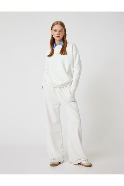 Koton Long Sleeve Oversize Sweatshirt - Crew Neck