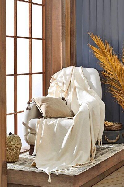 Miracolo Home Калъф за единичен диван и фотьойл, памучен екрю - 120 * 150 см,...