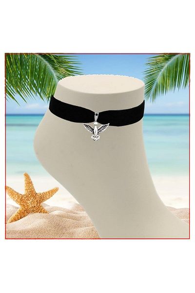 Bijustore Black Velvet Albatross Bird Women's Anklet