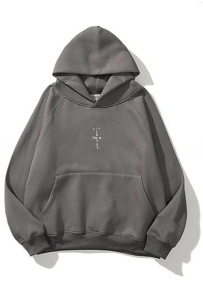 The Champ Clothing Φούτερ με κουκούλα Fleece Look Mom I Can Fly Printed Unisex Smoked Oversize Hoodie φούτερ