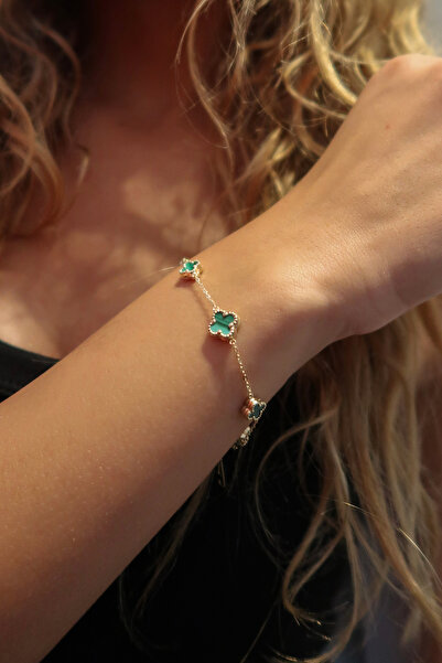 EKİNCİ KUYUMCULUK Yeşil Yonca Altın Bileklik Küçük