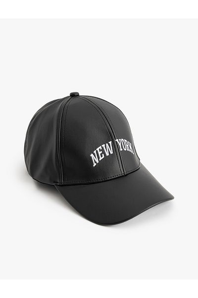 Koton Hat - Artificial Leather and Embroidered Detail