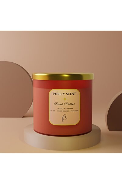 Purely Scent Long Lasting Peach Bellini Scented Soy Wax Jar Candle 400g