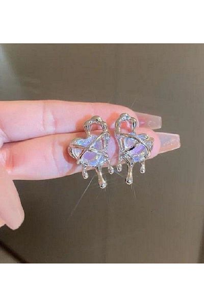 Vintageamer Heart Mercury Look Earrings