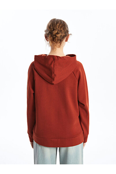 LC Waikiki Γυναικείο χοντρό φούτερ με κουκούλα μπορντό Oversize