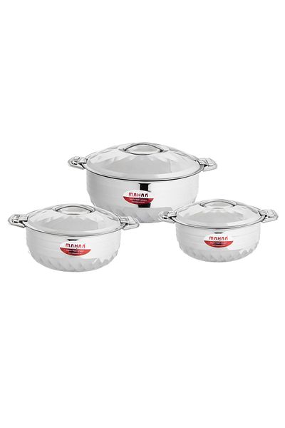 crysto Set of stainless steel containers, 3 pieces, 1000 ml + 1500 ml + 2500 ml