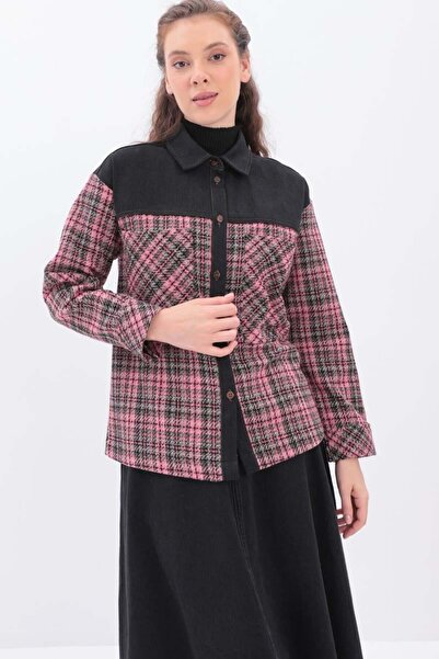 ALLDAY Pembe-Siyah-Oduncu Ceket