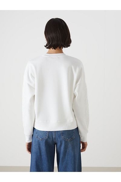 LC Waikiki Crew Neck Embroidered Oversize Women's Thick Sweatshirt
