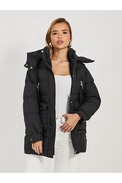 Styli Regular Fit Longline Padded Coat with Hood
