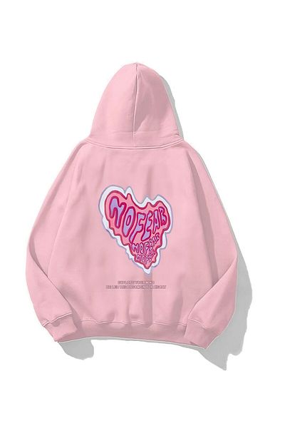 The Champ Clothing Φούτερ με κουκούλα Fleece No Fear Printed Pink Unisex Oversize Hoodie φούτερ