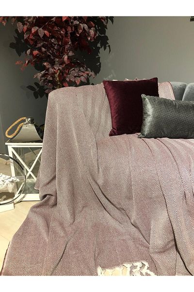 LUWİNO HOME Houndstooth Pattern Hand Tied Sofa Cover 180*220 cm