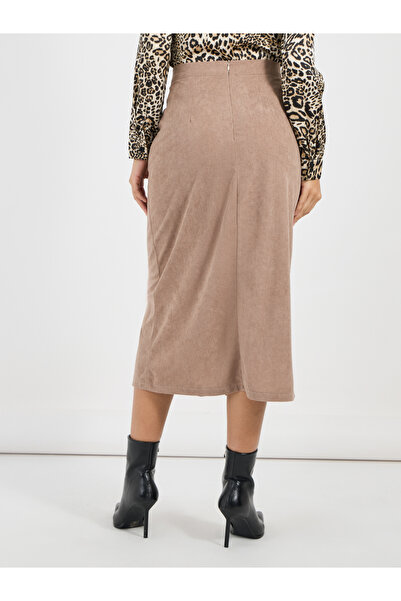 Styli Corduroy Midi Skirt with Concealed Zip