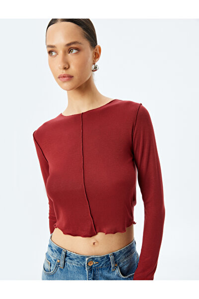 Koton Tricou cu mânecă lungă cu decolteu și cusături din viscoză