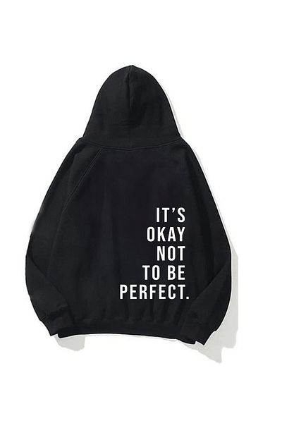 The Champ Clothing Унисекс черен голям полар с качулка - щампа "It's Okey"