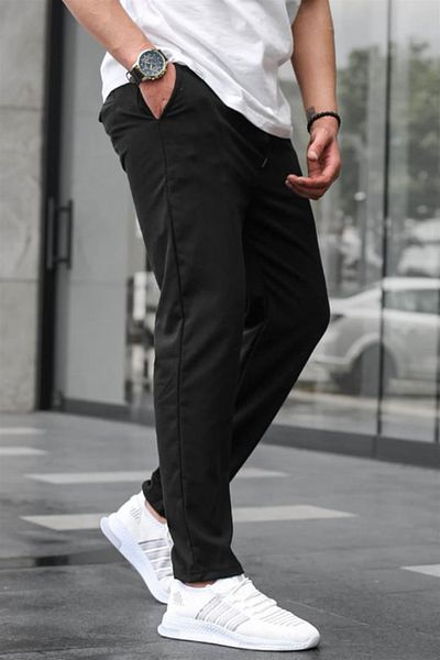 BayBayan Men's Lycra Ankle Length Casual Quality High School Fabric Trousers
