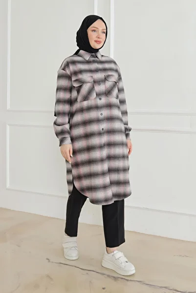 Armine TREND Armine trend shirt collar snap tunic-grey 24kt415