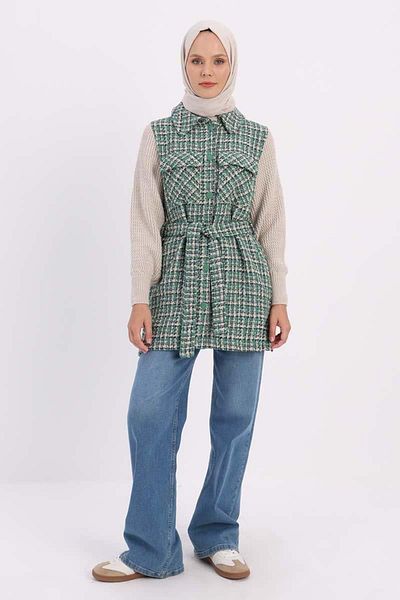 ALLDAY Ζακέτα Tweed με πράσινο πλεκτό γαρνιτούρα