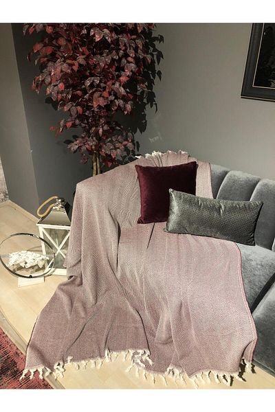 LUWİNO HOME Houndstooth Pattern Hand Tied Sofa Cover 180*220 cm