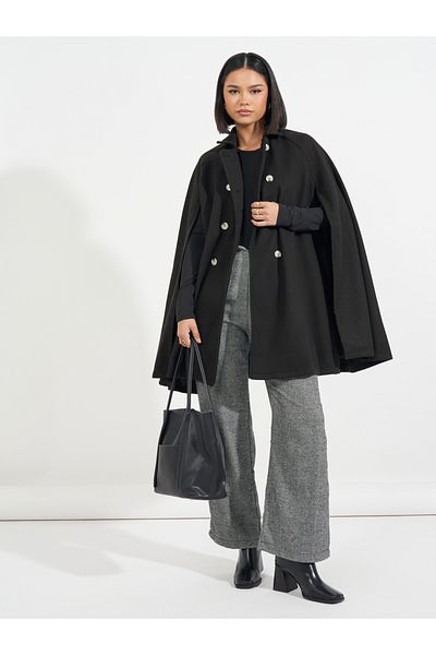 Styli Oversized Longline Wool Like Cape Coat