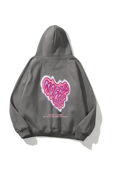 The Champ Clothing Φούτερ με κουκούλα Fleece No Fear Printed Smoked Unisex Oversize Hoodie φούτερ