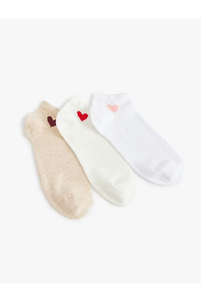 Koton Set de 3 șosete papuci cu model de inimă - multicolor