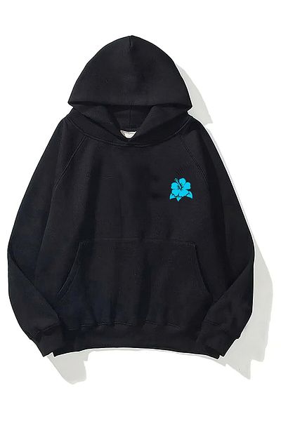 The Champ Clothing Унисекс суитшърт с качулка и хавайски принт, черен, голям размер