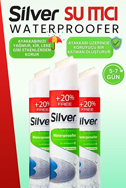 Silver Su Itici Su Geçirmezlik ve Yağmur Kaydırıcı Önleyici Sprey 300 ML 3 Adet