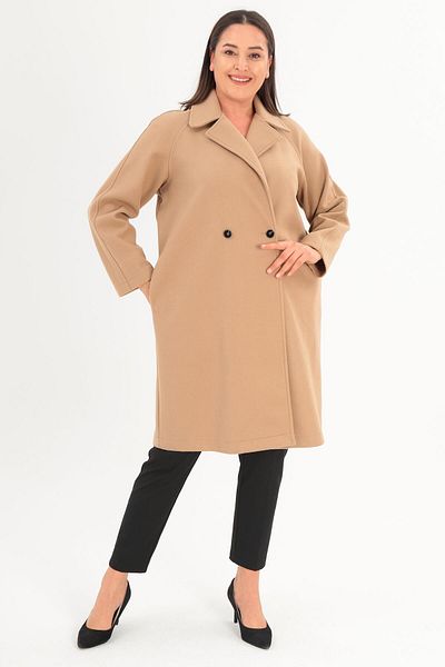 Metpoint Trend42plus Palton bej cu nasturi de marime mare