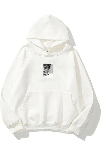 The Champ Clothing Φούτερ με κουκούλα Fleece Sunflowers με στάμπα λευκό Unisex Oversize φούτερ με κουκούλα