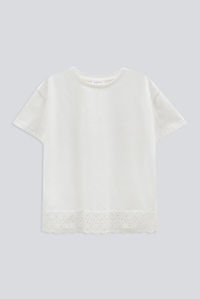 BABOKAH (KİDS GİRL) Etek Ucu Fisto Kısa Kol T-shirt