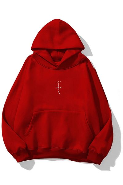 The Champ Clothing Унисекс червен суичър с качулка Oversize - щампа Mom I Can Fly
