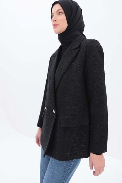 ALLDAY Μαύρο-Ασημί Tweed Fabric Blazer Jacket