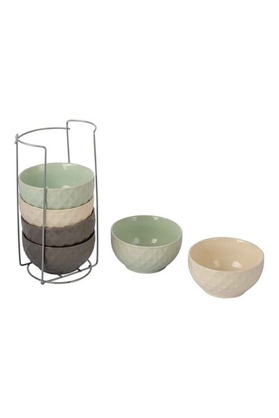 Bien Servi 6-Piece Geometric Bowl Set with Stand