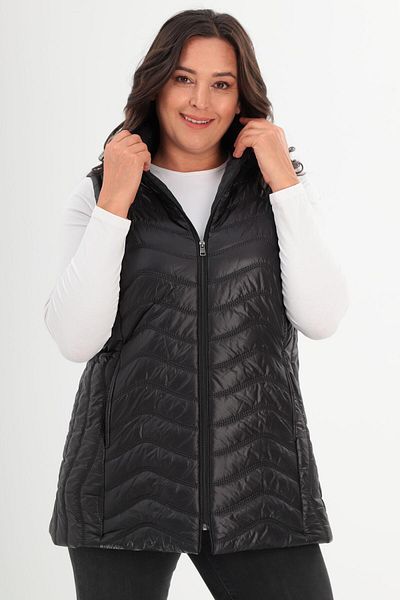 Metpoint Trend42Plus Plus Size Wave Pattern Quilted Black Vest