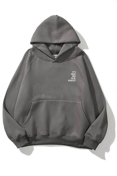 The Champ Clothing Φούτερ με κουκούλα Fleece It's Okay Printed Unisex Smoked Oversize Hoodie φούτερ