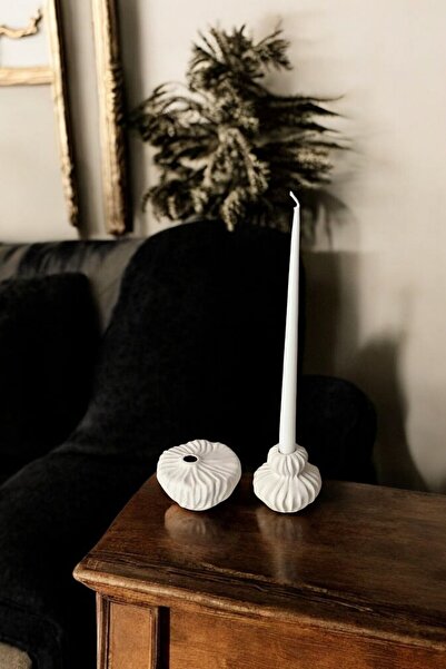 White Color Decorative Candle Holder Set Candlestick Handmade Model 2